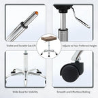 Ergonomic Desk Stool with Wheels (Adjustable Height 17"-21") (300lbs Capacity) Faux Leather Office Stool (Coffee Brown)