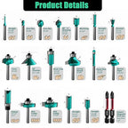 CSOOM 20PCS Router Bits , 1/4”Woodwork Tools，Professional Carbide Milling Cutter Set , Ideal for Woodworking Project