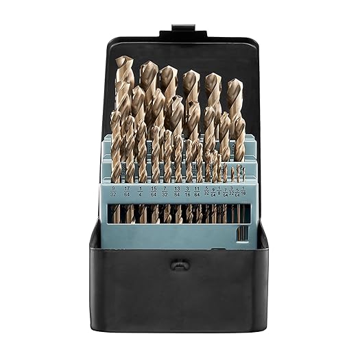 VEVOR Cobalt Drill Bit Set, 29Pcs (1/16" - 1/2") M35 High Speed Steel Cobalt Bits with Storage Case, 135 Degree Tip Twist Jobber Drill Bit for Metal, Stainless Steel, Aluminum Alloy, Wood, Plastic