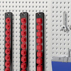 Fivepears Magnetic Socket Rails Storage Organizer, Heavy Duty Aluminum ABS Socket Holders, 360 Swivel Clips for Tool Box, 3/8 x 14, 1/2 x 12, 1/4 x 14 (Red)
