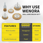30 Pack Wire Brush Wheel for Drill, Brass Wire Brush for Drill, 1/4 Inch Hex Shank, Wire Brush Drill Bit, Wire Cup Brush for Rust Removal, Wire Brush Drill Attachments