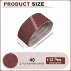 HARFINGTON 3 x 18 Inch Sanding Belts, 12 Pcs 40 Grits Aluminum Oxide Abrasive Belt Sander File Belt for Woodworking, Metal Polishing, Knife Sharpener