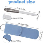 2 Pcs Stainless Steel Nail File,Metal Nail Files for Natural Nails,3.5IN Diamond Round Tip Stainless Steel Double Metal Nails File with Leather Sheath Travel (Black,Blue
