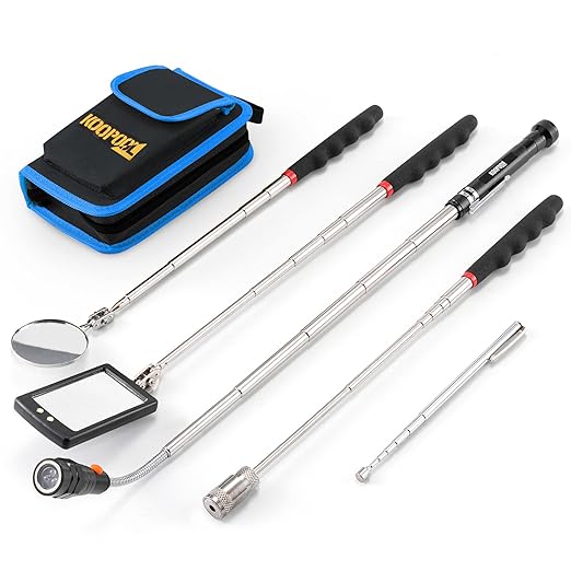 Telescoping Magnetic Pickup Tool Set, Inspection Mirror Telescoping, LED Flashlight, Cool Gadgets for Men, Gifts for Dad, Husband, Kids, Boyfriend, Magnet Stick