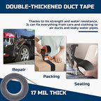 Lichamp Black Duct Tapes Heavy Duty, 17 Mil Waterproof No Residue Clear Duct Tape for Packaging Taping Sealing Repairing Tying, Thick & Wide Tape for DIY or Commercial Use, 2 inches x 25 Yards