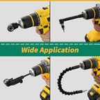 19 Pcs Flexible Drill Bit Extension Kit, Includes 2 Pcs 105° Right Angle Drill Attachment, 3 Pcs Rotatable Socket Adapter, 10+2 Pcs Screwdriver Bits & Bendable Extension for Tight Spaces