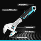 DURATECH 10-Inch Adjustable Wrench, Cr-V Steel Wrench, Wide Jaw Wrench, Metric & SAE Scales, for Home, Garage, Workshop and DIY