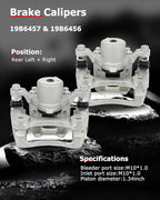 cciyu Rear Left & Right Brake Calipers Assembly w/Bracket 19B6457 19B6456 2011 2012 2013 2014 2015 For Hyundai For Sonata,2011 2012 2013 2014 2015 For Kia For Optima