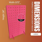 Torched Pegboard Display Stand for Jewelry, Craft Shows, Selling, Vendor Events, Tools, Peg Board Accessories Rack Organizer, Large 9.75" L x 4.3" W x 14" H, Pink