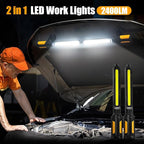 SYLSTAR Mechanic Work Light Bar with Upgraded Sensor Control - 2400LM LED, 4400mAh Rechargeable Underhood Work Light with Hooks & Magnetic Base for Car Repairing, Garage Workshop, Emergency
