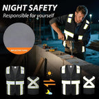 Class 2 Safety Vest with Zipper Front and multiple Pockets, High Visibility Vest, Meets ANSI/ISEA Standards