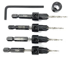 FTG USA Countersink Drill Bit Set 4 Pc #4 (7/64") Wood Bit, Tapered Bit, Stop Collar, Hex Wrench for Woodworking