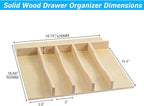 WelFurGeer Solid Birch Wood Silverware Drawer Organizer, Wooden Cutlery Drawer Organizer, Utensil Tray for Kitchen Drawers, Kitchen Utensil Organizer for Silverware, Flatware, Spoons, Forks, Knives