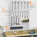 Peg Boards for Walls Metal Pegboard Panels Garage Wall Organizer, 3 Pcs 24" x 12" Garage Metal White Peg Board Tool Organization, Steel Pegboard Tool Board Garage Wall Mount Pegboard Wall Organizer