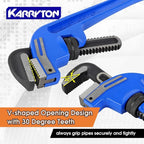 End Pipe Wrench set(8" 10" 14" 18"), Adjustable Cast Iron offset pipe Wrench, Perfect Plumbers Tool for Oil Field, Plumbing, Auto Repair, Construction and Mechanics