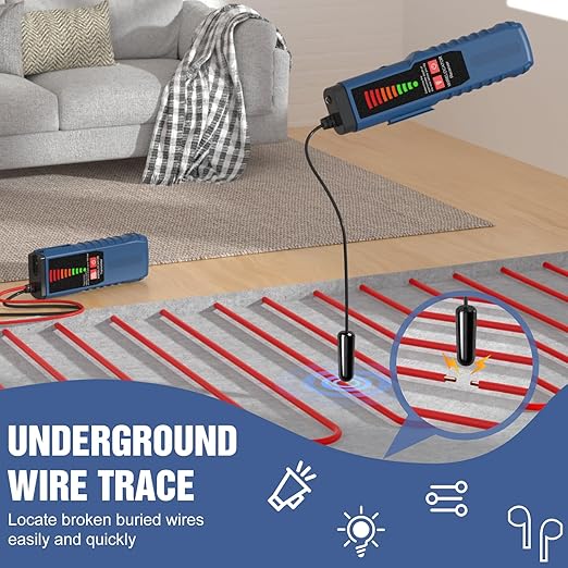 F04 Underground Wire Locator, Cable Locator with Earphone, Buried Wire Detector for Locating Breakage Cables & Wires Dog Fence Cables