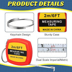 Macarrie 80 Pcs Small Tape Measure Keychains 6 ft/ 2 m Mini Retractable Measuring Tape Bulk with Slide Lock Construction Party Favors for School Prize Bag Filler DIY Projects Office Home Use, 4 Colors