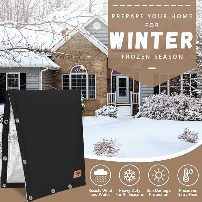 Backflow Preventer Insulation Cover - 2 Way Opening Pipe Insulation Cover for Irrigation Valve, Sprinkler Cover for Outside - Winter Freeze Protection Backflow Cover - 18" W x 34" H, Black