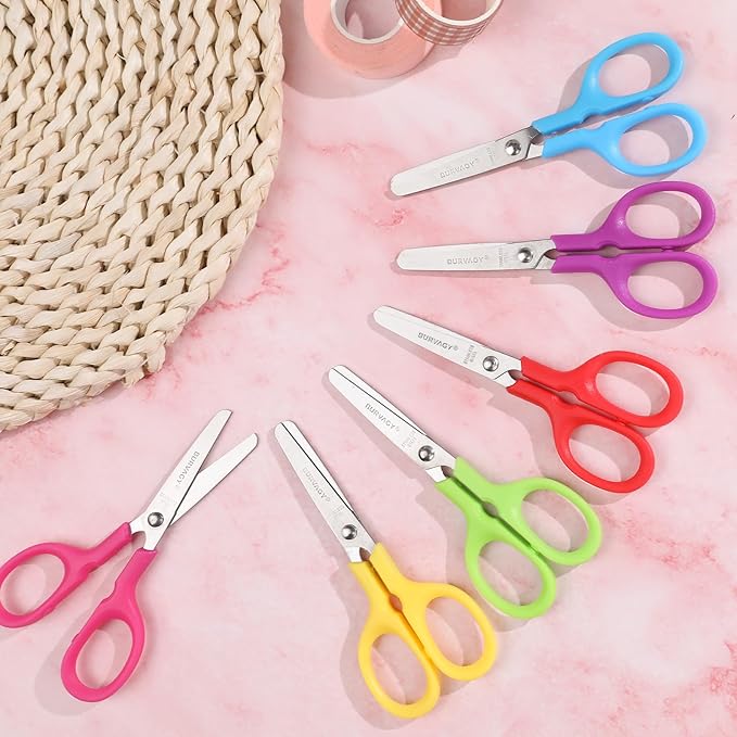30Pack 5" Small School Student Blunt Kids Craft Scissors, Sharp Stainless Steel Blades Safety Toddler Kid Child Comfort Grip Scissors Bulk for Children Cutting Paper