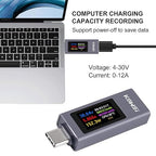 UMLIFE 2PCS 360W USB C Tester Power Meter, 4-30V 0-12A Type-C PD Tester Digital Multimeter, Power Voltage and Current Tester Meter, Power Bank Capacity Voltmeter USB Cable Charger Detector