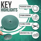 TNP Hook and Loop Tape Strap Cable Ties Fastener (Green) (15 Feet) - Sticky Self Adhesive Nylon Fabric Roll Wrap 0.75" Wide 5 Yards Reusable for Cutting Custom Length Cord Wire Fastening