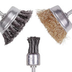 Rocaris 6 Pack Wire Wheels Brush, 3 Inch Knotted and Plated Crimped and 1-Inch Carbon Knot Wire End Brush, Cup Wire Wheels Brush Set Perfect for Removal of Rust/Corrosion/Paint