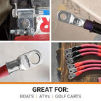 SELTERM 2pcs 1 AWG 1/2" Stud Tinned Copper Wire Lugs, Battery Lugs, Ring Terminals, Battery Cable Ends, 1 Gauge Ring Terminal Connectors, UL Marine Grade Electrical Battery Terminal Connectors