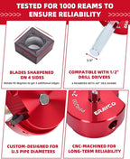 ERAYCO 4PCS PVC Pipe Reamer Kit, Plastic Pipe Fitting Reamer Tool, Fit into Standard 1/2" Drills, PVC Fitting Saver for SCH40 PVC CPVC ABS Pipe (1-1/2'', 2'', 3'', 4'')