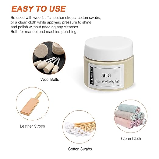 3,000 Grit Diamond Polishing Lapping Compound Polish Paste 50G (1.76 Oz) with 25% Diamond Powder (3-6 Micros) for Metal Silver Chrome Glass Scratch Removal Marble Rock Watch Jewelry Gemstone