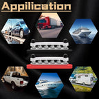 350A 12V-48V Bus Bar Marine Power Distribution Block with Cover with 6 x 3/8”Post,Battery Bus Bar (Pair,Red & Black),Automotive Busbars 12 Volt for Car Boat Solar Wiring