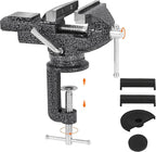 GOXAWEE Universal Bench Vise, 3.15 Inch Table Clamp, 360° Swivel Base, Small Home Vice, Clamp-on Tool for Woodworking, Cutting Conduit, Small DIY Projects, Craft Creation, Sculpting and Modeling