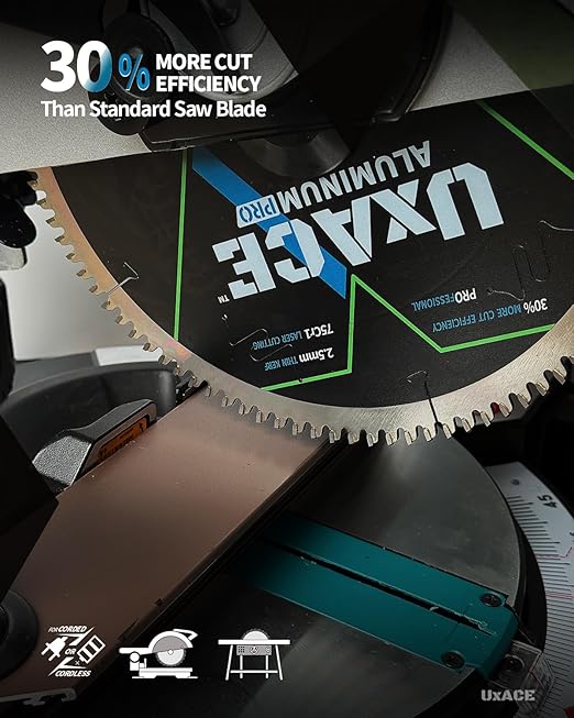 12-Inch 100-Tooth Circular Saw Blade, 1-Inch Arbor, Aluminum, Non-Ferrous Metal Cutting Blade, Carbide Tip, Thin Kerf, for Medium Aluminum, Plastic, Composite