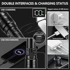 Rechargeable Flashlights 2000 High Lumens Long Range 3280 FT, Super Bright USB C LED Flashlight Long Lasting 15 Hours, Powerful Multifunctional Strong Flash Lights, for Emergency Security Camping