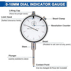 Dial Indicator with Magnetic Base, 0-1"×0.001" Precision Dial Test Indicator Set, Adjustable Long Arm Magnetic Dial Indicator Base Holder for Workshop, Lab & Mold Making