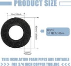 Amylove 12 Pcs 3.3 Feet Foam Pipe Insulation Foam Tube Insulating Water Pipe Pool Swim Noodles Heat Preservation Pipe Covers for Tubing Outdoor Freeze Protection (Black,3/4 Inch)