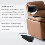 Power Recliner ZBPOWER 4000mAh Wireless Rechargeable Battery Pack Kits with Wall Power Supply and Y Power Cable