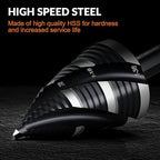 THINKWORK Four Spiral Flute Step Drill Bit, HSS Step Drill Bit3/16-1-3/8 (3 Popular Sizes) Unibit Step Drill Bit, 1/4" Shank Step Bits for Aluminum, Wood, Plastic, Metal