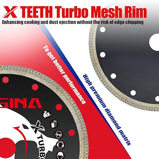 7" Diamond Saw Blades for Angle Grinder, X-Turbo Tile Cutting Blade for Dry & Wet Cutting, Fast Smooth Cutting for Alabaster Concrete Granite Marble 1PC