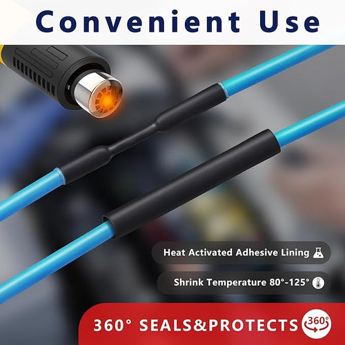 1/2inch Heat Shrink Tubing, 16.4 Ft 3:1 Heat Shrink Tube Dual Wall Adhesive Lined, Waterproof Marine Shrink Wrap Tubing, Electrical Industrial Automotive Sealing Heat Shrink Tubing for Wire Insulation