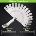 Spurtar 2pcs Feeler Gauge Set 32-Blade Straight Feeler Gauge and 16-Blade Offset Feeler Gauges Filler Gauge SAE Metric Filler Gauge Set Feeler Gauges for Valves, Guitar, Spark Plug, Piston Measure