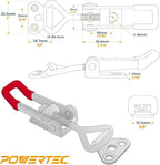 POWERTEC 4PK Toggle Clamp, 220 lbs Holding Capacity, 4001 Adjustable Pull Action Latch for Smoker, Tool Box, Woodworking Jigs and Fixtures, Cabinet, Tool box, Door (20311)