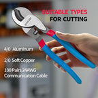 10 Inch Large Cable Cutter Heavy Duty High Leverage Big Wire Cutting Plier Tool for 4/0 Aluminum 2/0 Soft Copper and 100PR 24AWG Comm Cable, Blue