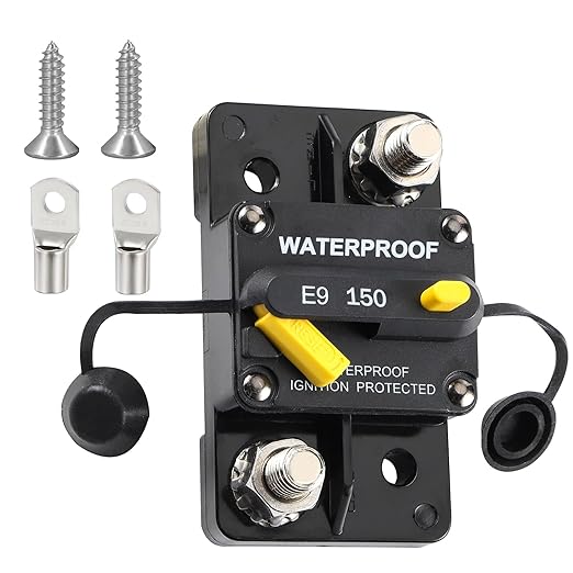 E93 Circuit Breaker Waterproof IP67 25A-300A Extended Surface Mount with 3/8" Diagonal Studs Hi-Amp Marine RV Truck Protector (150A)