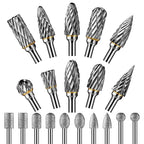 20pcs Carving Bits,10pcs Carbide Burr Bits+10pcs Diamond Drill Bits(1/8 in) Standard Cylindrical Shank for Woodworking,Engraving,Drilling,Glass,Metal,Rotary Tool Accessories