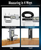 Digital Caliper, (ABS) Absolute Scale Caliper 8in, IP54 Electronic Measuring Tool, Inch/MM/Fraction, Auto-Off LCD Stainless Steel Waterproof Micrometer Vernier Caliper, with Feeler Gauges