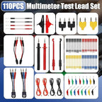 110 Pcs Automotive Circuit Test Lead Kit, Multimeter Test Leads Kit, Electrical Test Kit, Back Probe Kit Automotive, Relay Wire Connector Kit (with Black Carrying Case), Alligator Clips