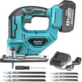 JigSaw Compatible With Makita 18V Battery, Brushless Cordless jigsaw tool with Variable Speed LED Light, ±45° Bevel Cuts 3-Position Orbital Action for Cutting (With 5Ah Battery & Charger Station Kit)