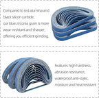 30 Pcs 3/8x13 Inch Zirconia Sanding Belts, 60 Grit Zirconia Sanding Belts for Air Belt Sander, 3/8 x 13 Sanding Belts for Metal Grinding (3/8x13in, 60 Grit)