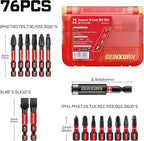 76 pieces Impact Screwdriver Bits Set, Magnetic S2 Steel Multi Insert Power Bits Tips with Impact Bit Holder with Storage Box（PH/TORX/SQ/PZ/SL）