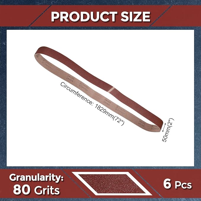 5 Pcs Sanding Belts 2 x 72 Inch 80 Grit Aluminum Oxide Abrasive Sandpaper for Belt Sander Metal Grinding Wood Working Weld Rust Removal